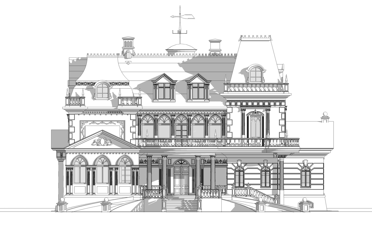 Массандровский дворец фасады чертеж